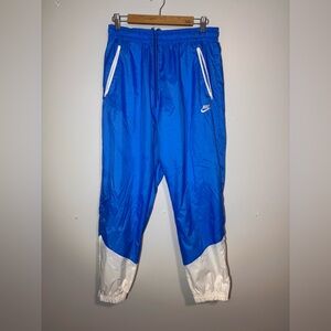 Nike Mens Large Windrunner Woven Lined Pants Windbreaker Blue White NSW RARE VTG